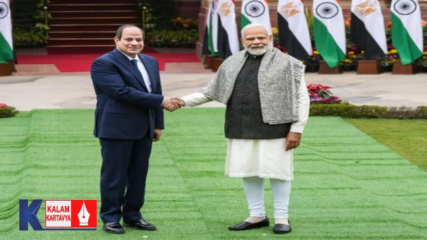 मिस्र के राष्ट्रपति की भारत यात्रा के दौरान प्रधानमंत्री  नरेंद्र मोदी का प्रेस वक्तव्य